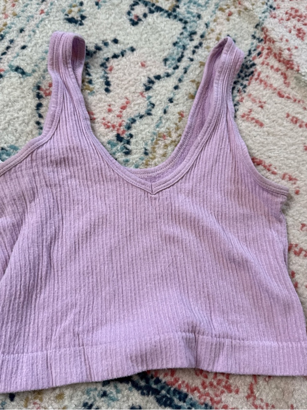 Urban Outfitters Lavender Ribbed V-Neck Crop Tank